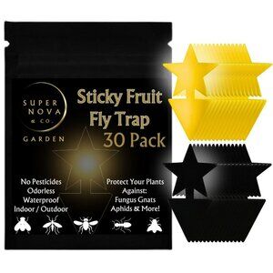 Sticky Fruit Fly Traps Star-Shaped 30pk Indoor Plants Outdoor Garden Double-Side